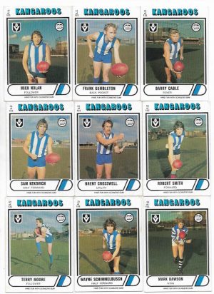 1976 VFL Scanlens North Melbourne Team Set (11 Cards & Check List) #