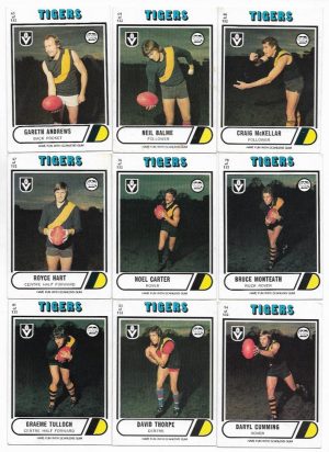 1976 VFL Scanlens Richmond Team Set (11 Cards & Check List) #