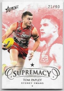 2021 Select Supremacy Parallel Gold (94) Tom PAPLEY Sydney 21/90