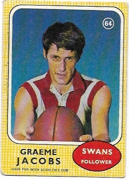 1970 Scanlens (64) Graeme Jacobs South Melbourne ::
