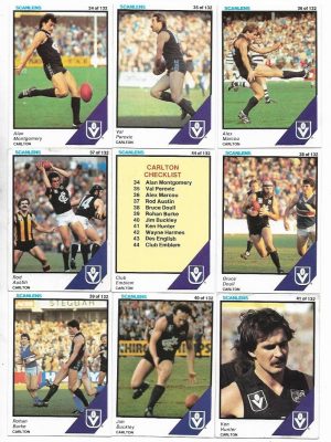 1984 VFL Scanlens Carlton Team Set (11 Cards) #