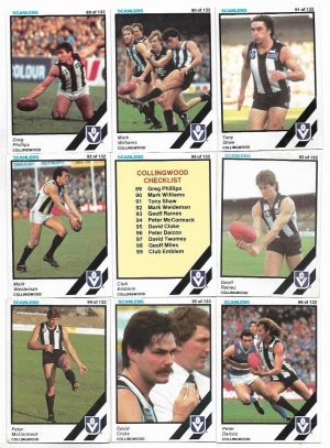 1984 VFL Scanlens Collingwood Team Set (11 Cards) #