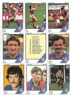 1984 VFL Scanlens Fitzroy Team Set (11 Cards) #