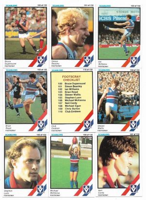 1984 VFL Scanlens Footscray Team Set (11 Cards) #