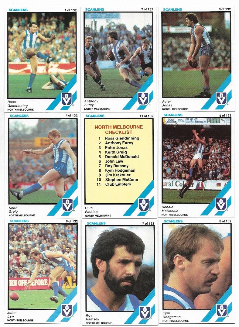 1984 VFL Scanlens North Melbourne Team Set (11 Cards) #