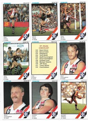 1984 VFL Scanlens St. Kilda Team Set (11 Cards) #