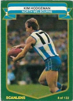 1985 VFL Scanlens (8) Kim Hodgeman North Melbourne #