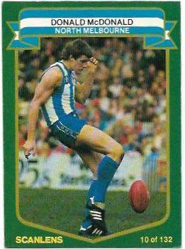 1985 VFL Scanlens (10) Donald McDonald North Melbourne #