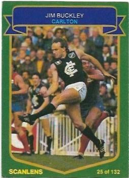 1985 VFL Scanlens (25) Jim Buckley Carlton #