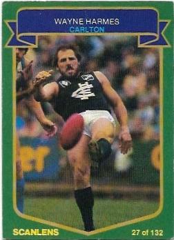 1985 VFL Scanlens (27) Wayne Harmes Carlton #