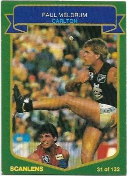 1985 VFL Scanlens (31) Paul Meldrum Carlton #