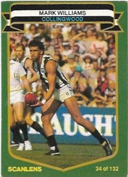 1985 VFL Scanlens (34) Mark Williams Collingwood #