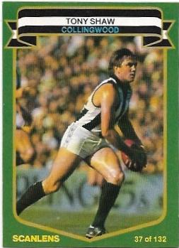 1985 VFL Scanlens (37) Tony Shaw Collingwood #