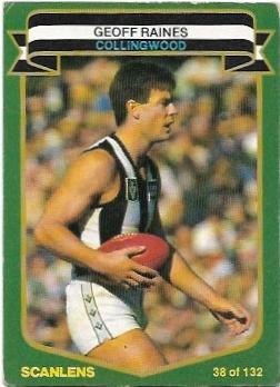 1985 VFL Scanlens (38) Geoff Raines Collingwood #