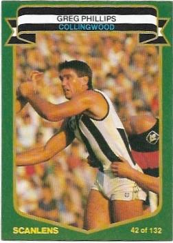 1985 VFL Scanlens (42) Greg Phillips Collingwood #