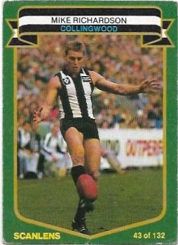 1985 VFL Scanlens (43) Mike Richardson Collingwood #