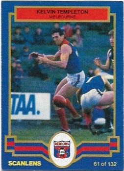 1986 Scanlens (61) Kelvin Templeton Melbourne #