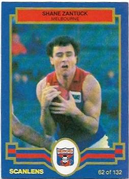 1986 Scanlens (62) Shane Zantuck Melbourne #