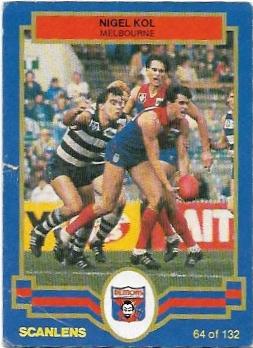 1986 Scanlens (64) Nigel Kol Melbourne #