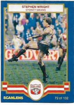 1986 Scanlens (72) Stephen Wright Sydney #