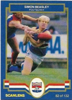 1986 Scanlens (82) Simon Beasley Footscray