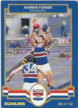 1986 Scanlens (86) Andrew Purser Footscray