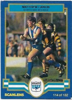 1986 Scanlens (114) Matthew Larkin North Melbourne #