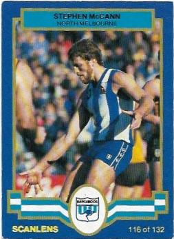 1986 Scanlens (116) Stephen McCann North Melbourne #