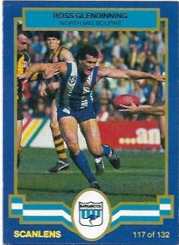1986 Scanlens (117) Ross Glendinning North Melbourne #