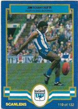 1986 Scanlens (119) Jim Krakouer North Melbourne #