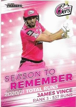 2021 / 22 TLA Cricket Season To Remember (STR03) James Vince Sixers