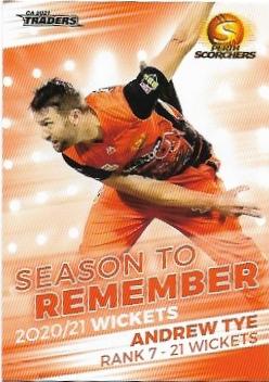 2021 / 22 TLA Cricket Season To Remember (STR17) Andrew Tye Scorchers