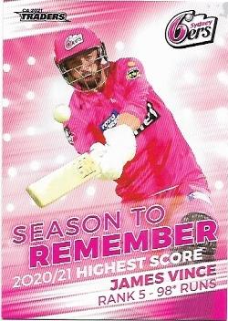 2021 / 22 TLA Cricket Season To Remember (STR25) James Vince Sixers