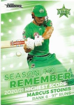2021 / 22 TLA Cricket Season To Remember (STR26) Marcus Stoinis Stars