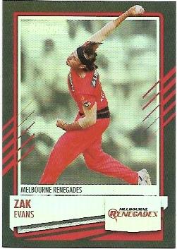 2021 / 22 TLA Cricket Silver Special Parallel (P094) Zak EVANS Renegades