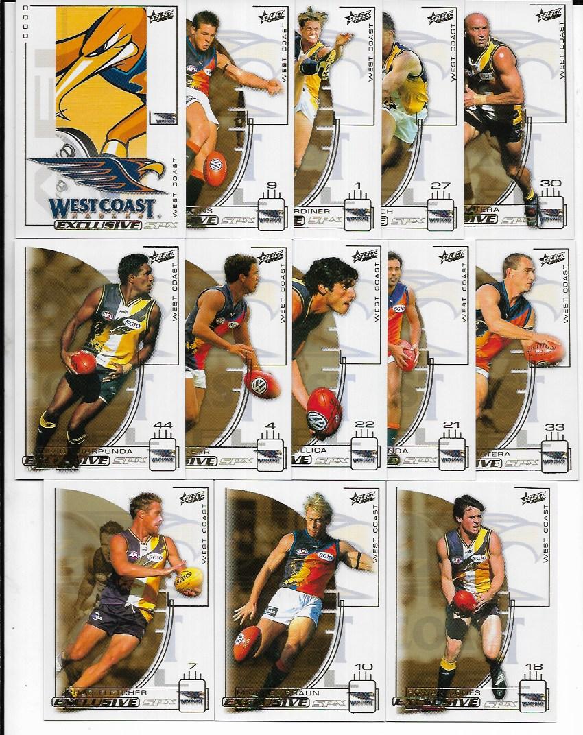 2002 Select SPX West Coast Base Team Set