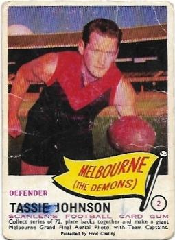 1966 VFL Scanlens (2) Tassie Johnson Melbourne *