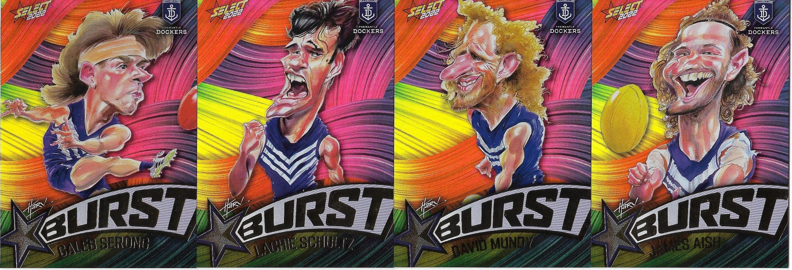 2022 Select Footy Stars Starburst Caricature – Paint Set Of 4 – Fremantle