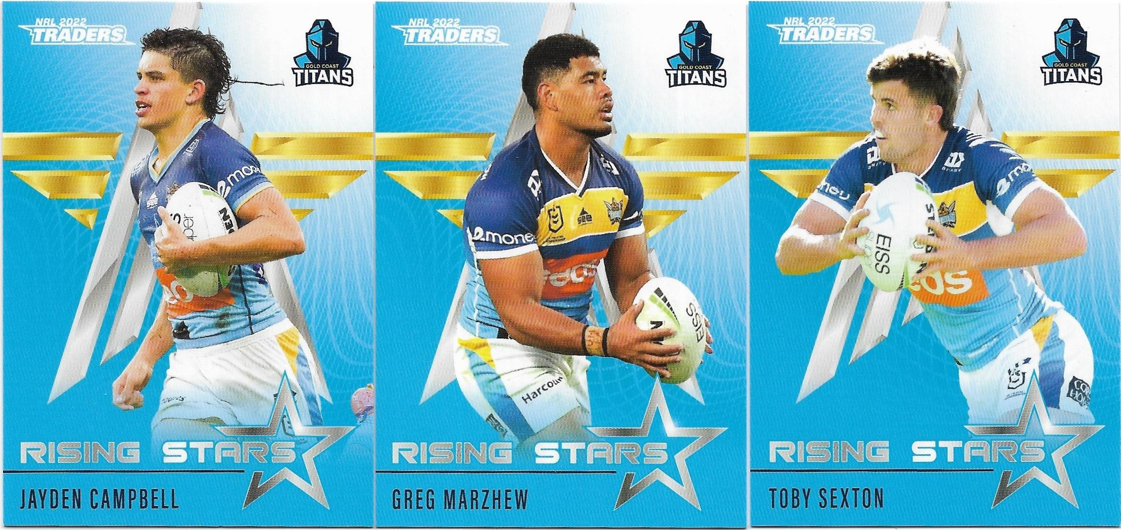 2022 Nrl Traders Rising Stars 3 Card Team Set – Titans