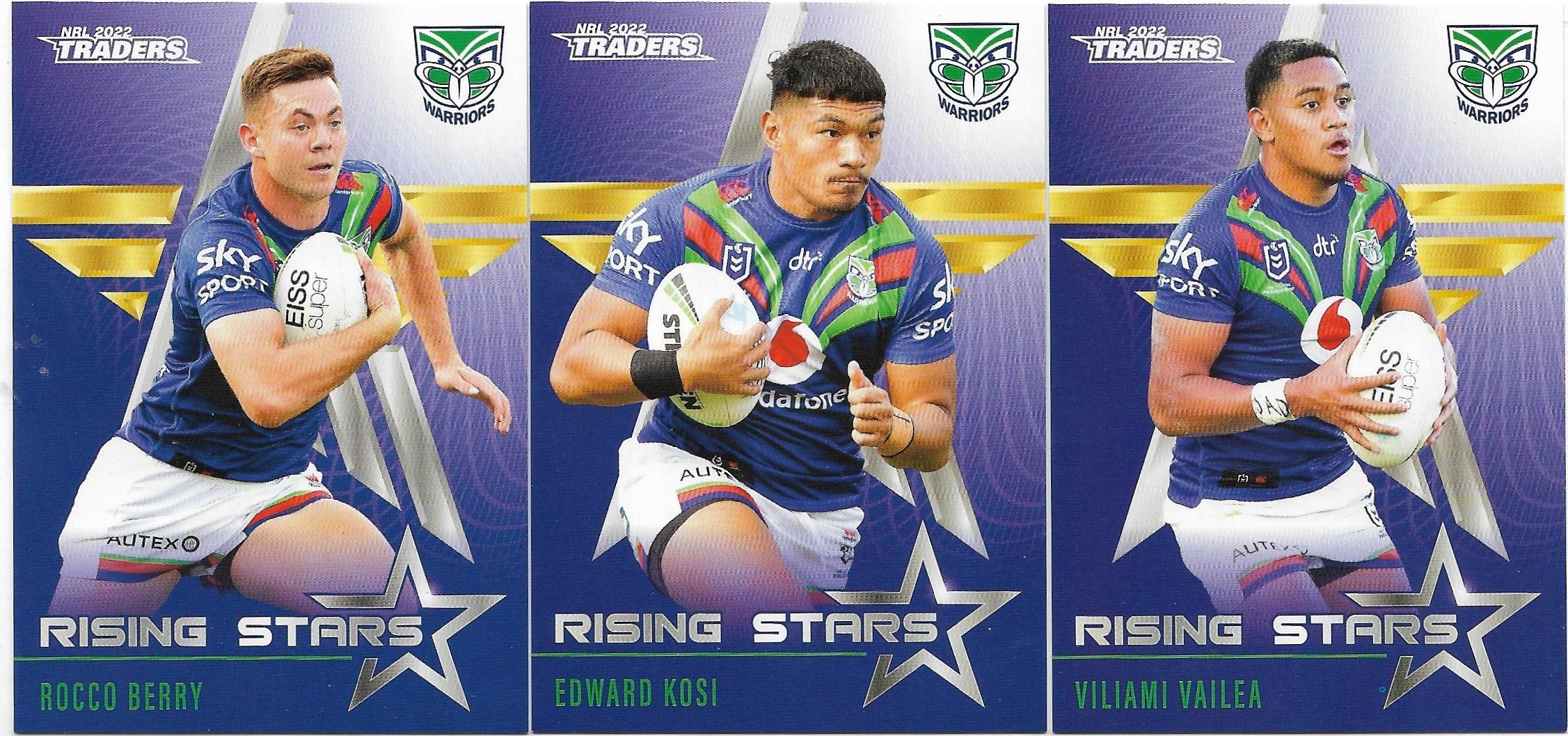 2022 Nrl Traders Rising Stars 3 Card Team Set – Warriors