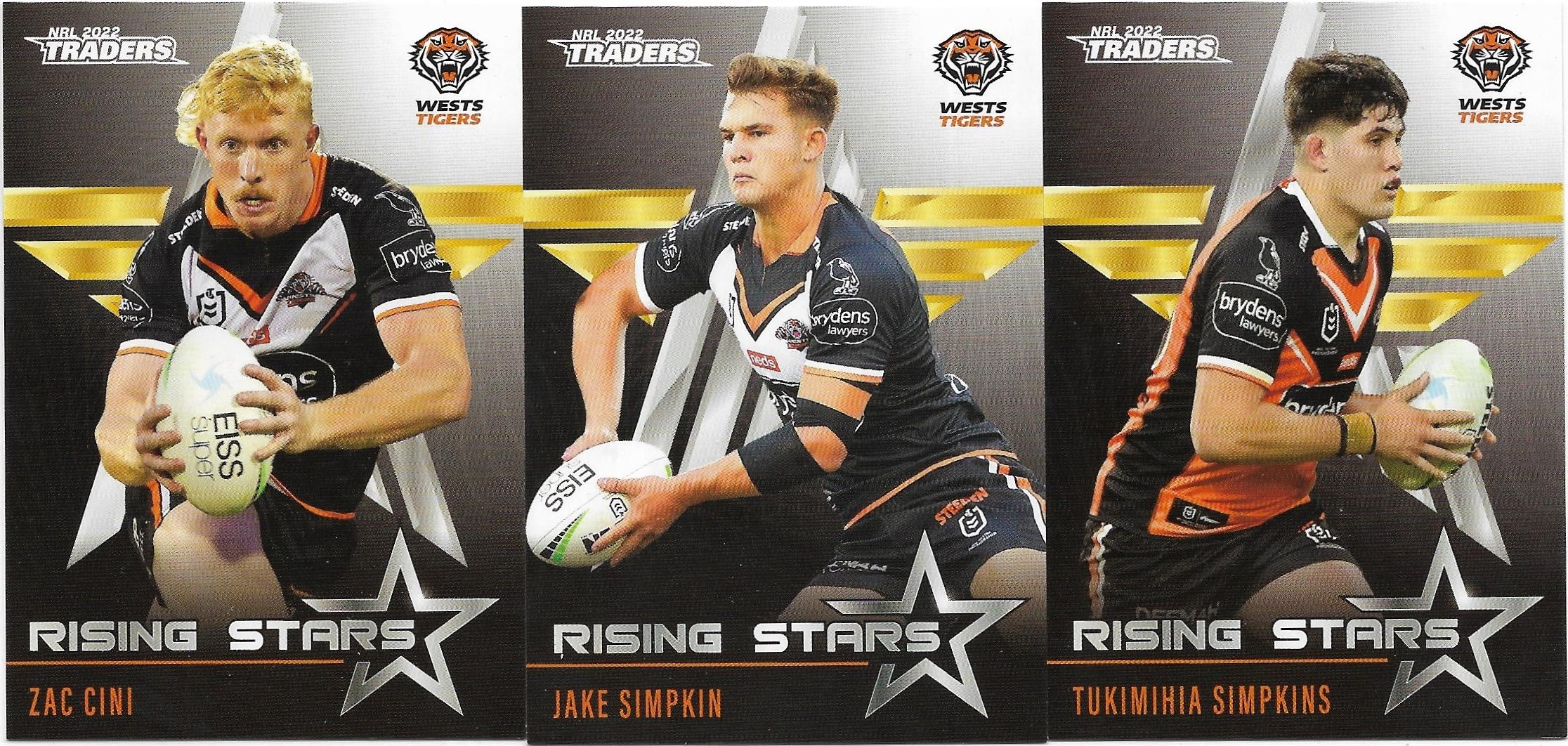 2022 Nrl Traders Rising Stars 3 Card Team Set – Wests Tigers