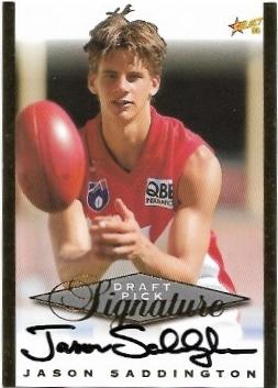 1998 Select Signature Series Draft Pick Signature (SC16) Jason Saddington Sydney