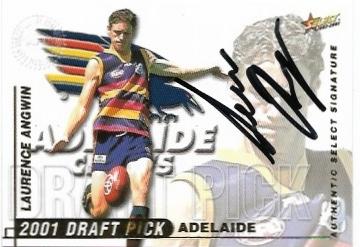 2001 Select Authentic Series Draft Pick Signature (DS7) Laurence Angwin Adelaide