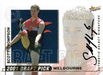 2001 Select Authentic Series Draft Pick Signature (DS14) Scott Thompson Melbourne