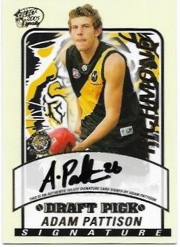 2005 Dynasty Draft Pick Signature (DS16) Adam Pattison Richmond 227/600