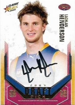2008 Classic Gold Draft Pick Signature (DPG8) Lachlan Henderson Brisbane 014/400 Jumper Number