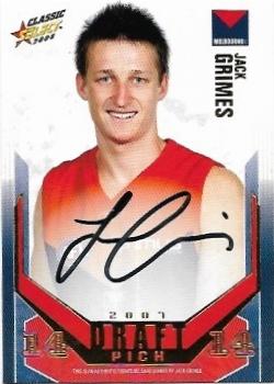 2008 Classic Gold Draft Pick Signature (DPG14) Jack Grimes Melbourne 285/400