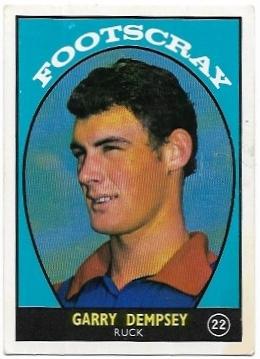 1968 A Scanlens (22) Garry Dempsey Footscray *