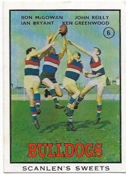 1968 B Scanlens (6) McGowan, Reilly, Bryant, Greenwood Footscray *
