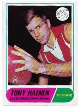 1969 Scanlens (20) Tony Haenen South Melbourne *
